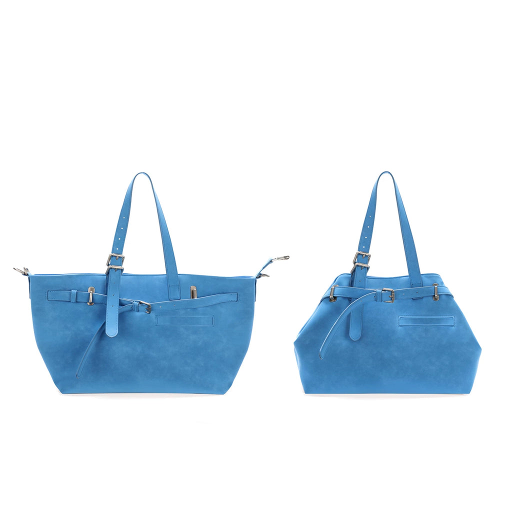 JANDRESS Florida Blue Faux Leather Magnetic Snap Tote