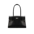 JANDRESS Black Faux Leather Magnetic Snap Shoulder Bag