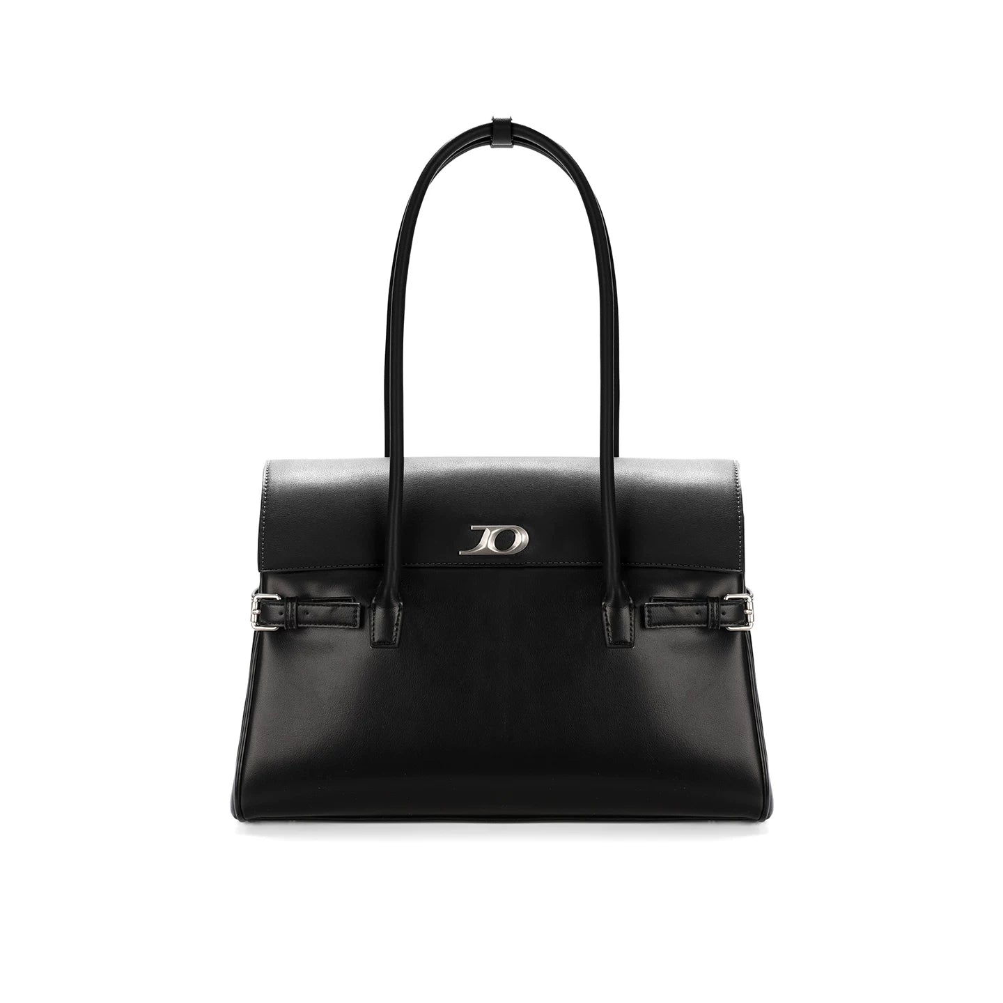JANDRESS Black Faux Leather Magnetic Snap Shoulder Bag