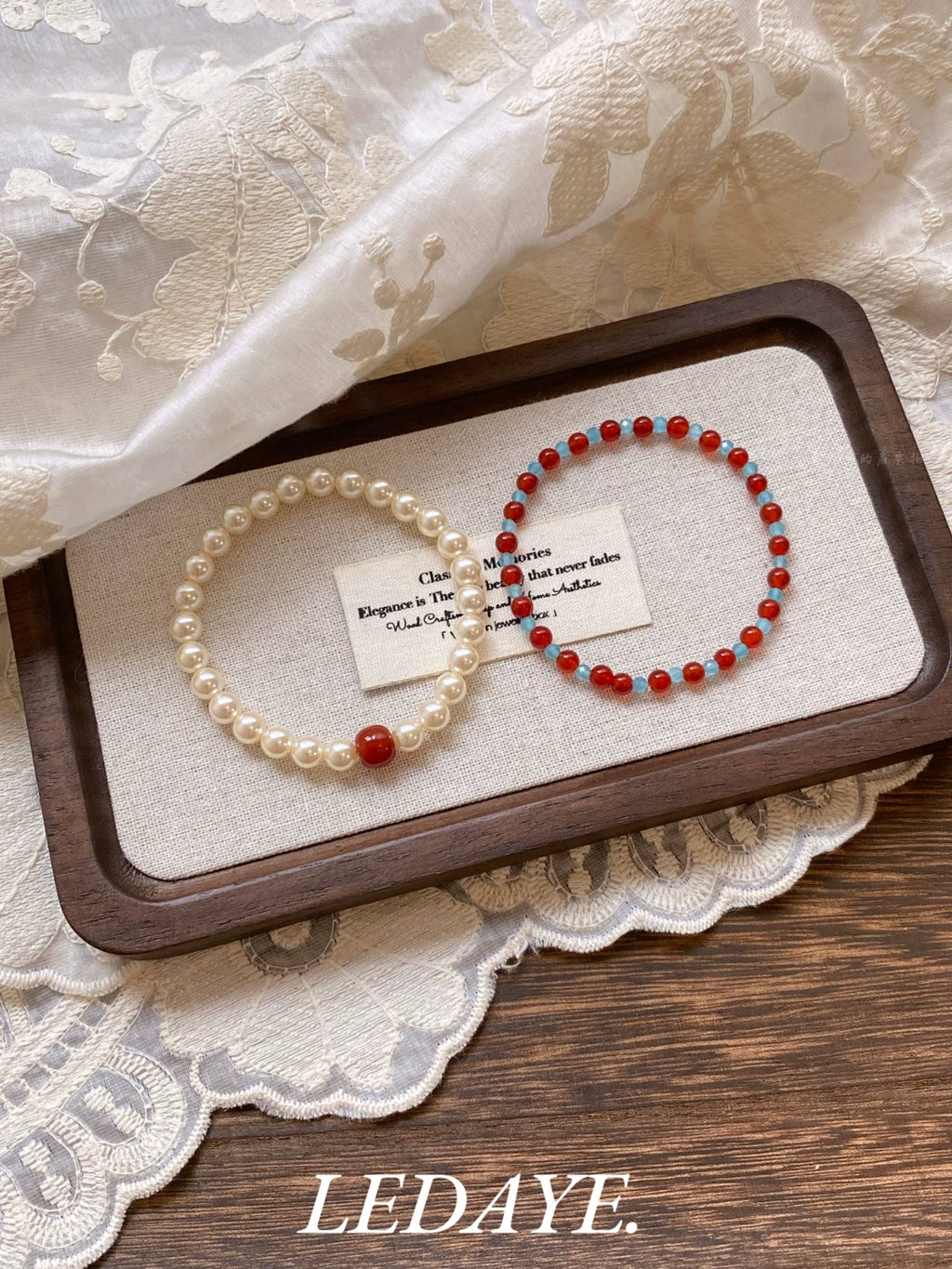 LIDAYE Red Agate Pearl Layered Bracelet