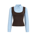 Wildberry Faux Two-Piece Knit Panel Slim Fit Long-Sleeve Top