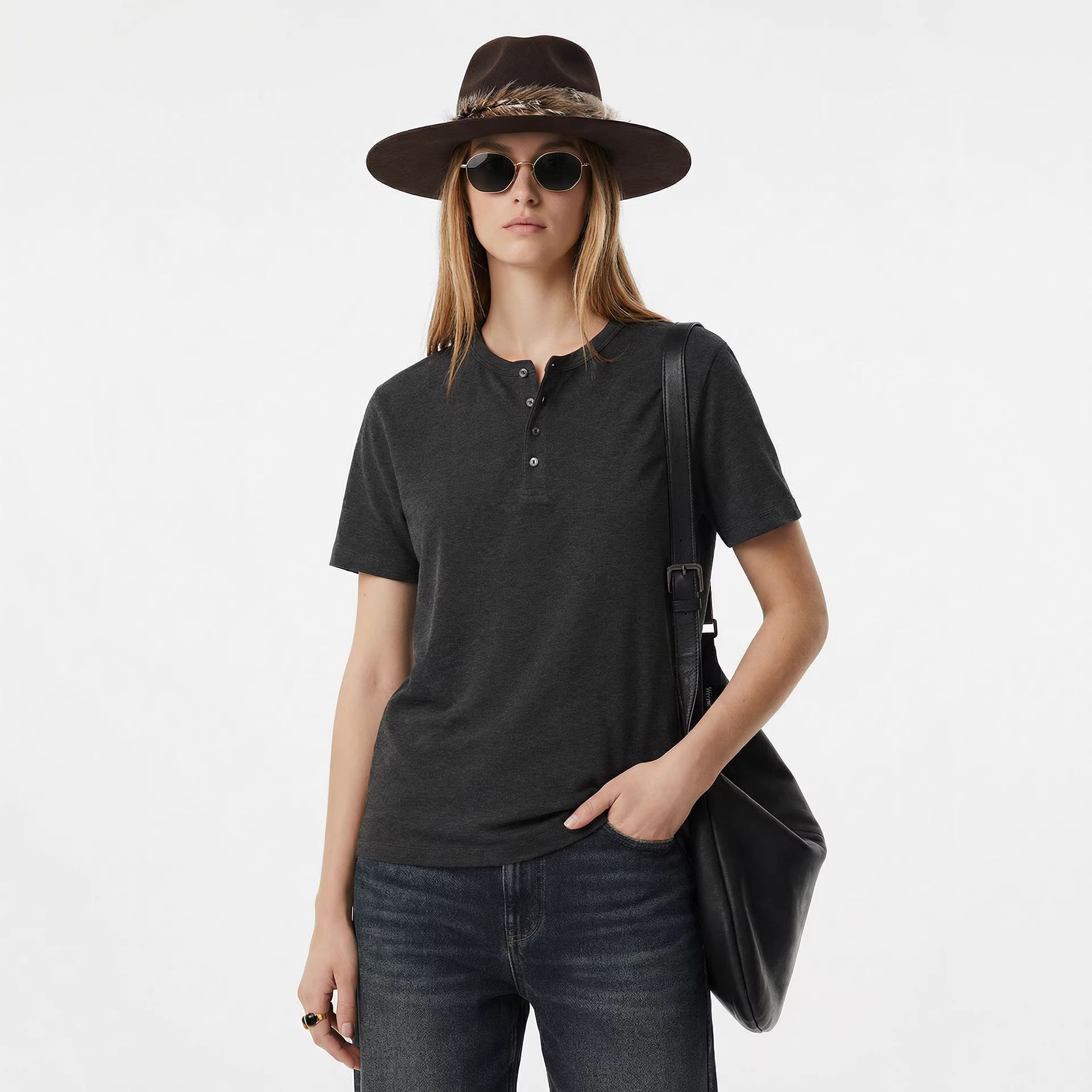 Inflation Old Money Henry Collar Short Sleeve T-Shirt