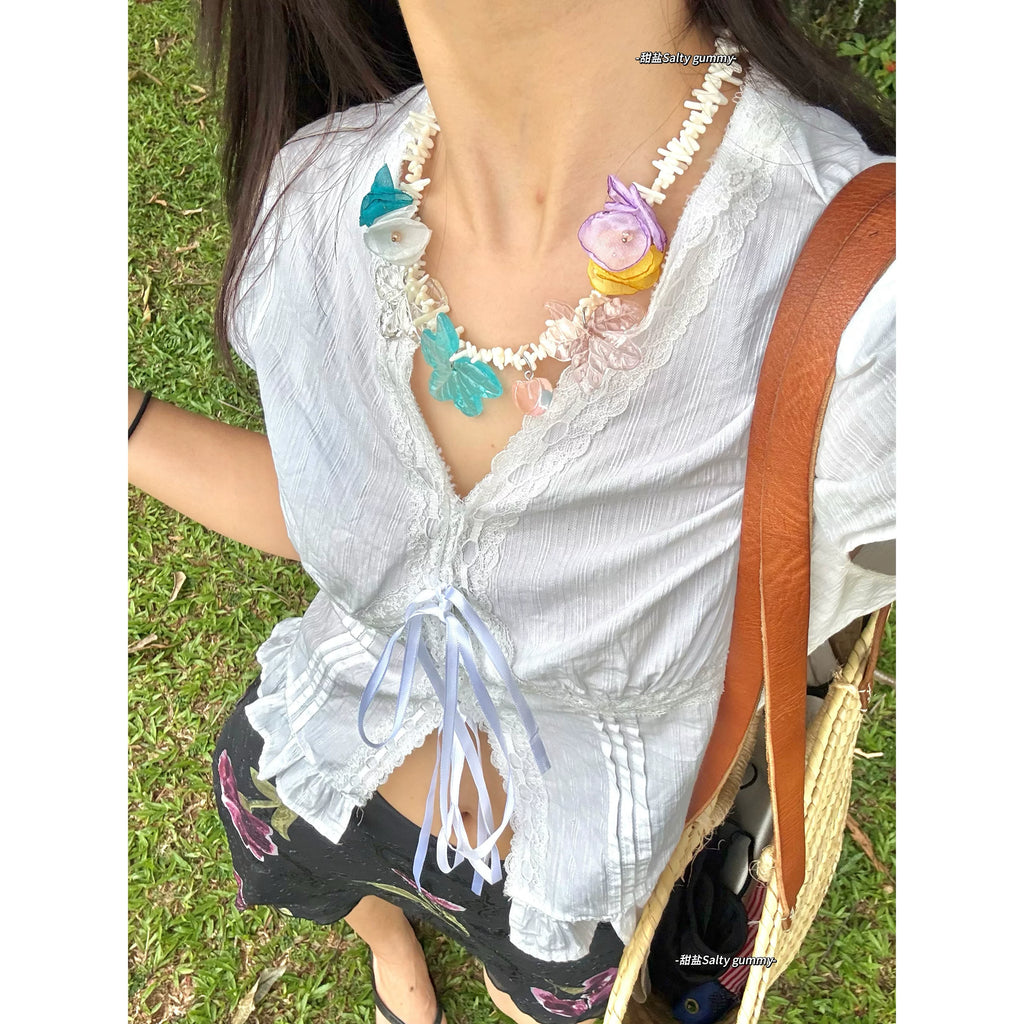 Salty gummy Coral Bead Choker Necklace