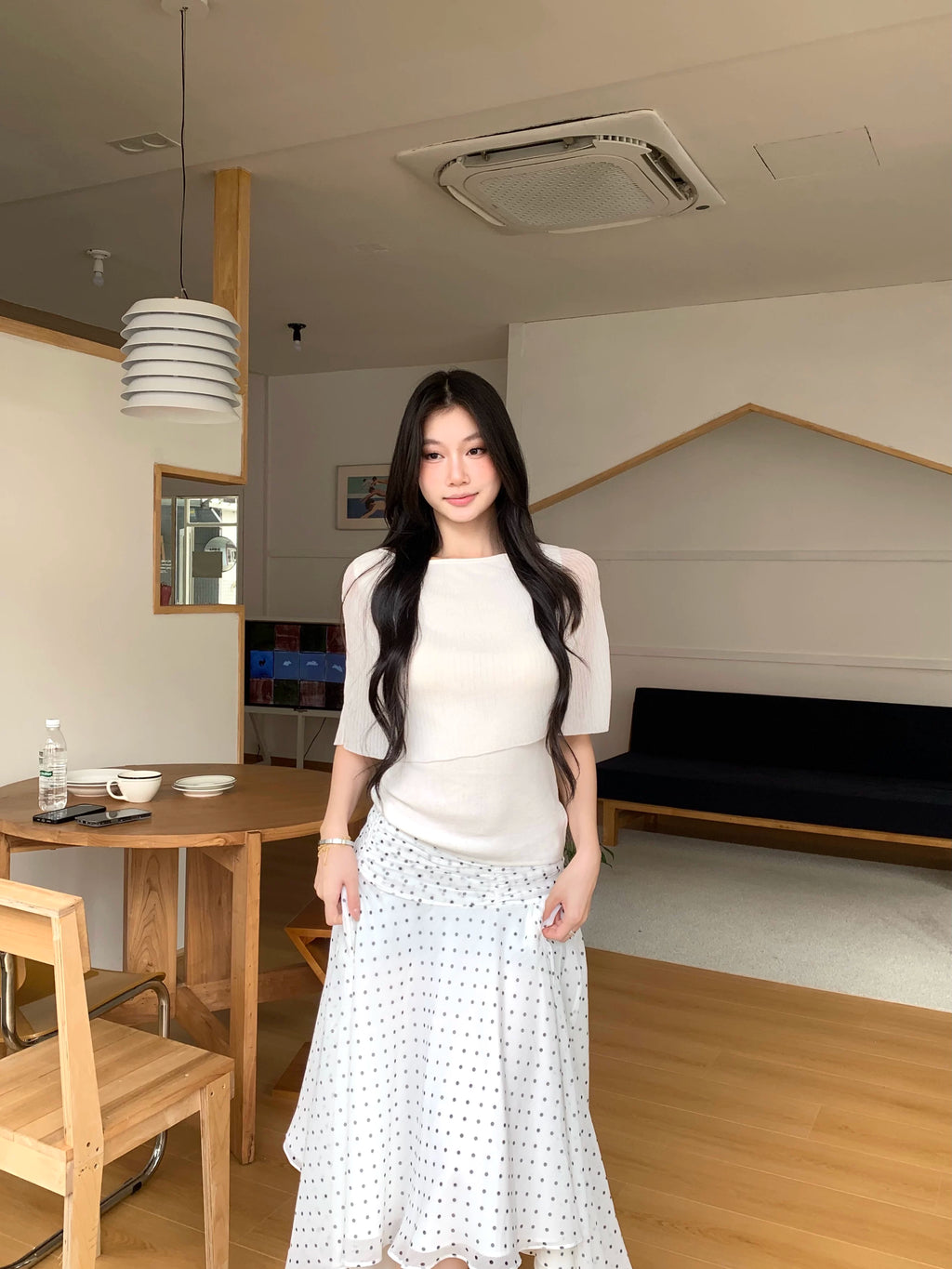 WITHMIN Shawl Fake Two Pieces Waist and Thin Tee