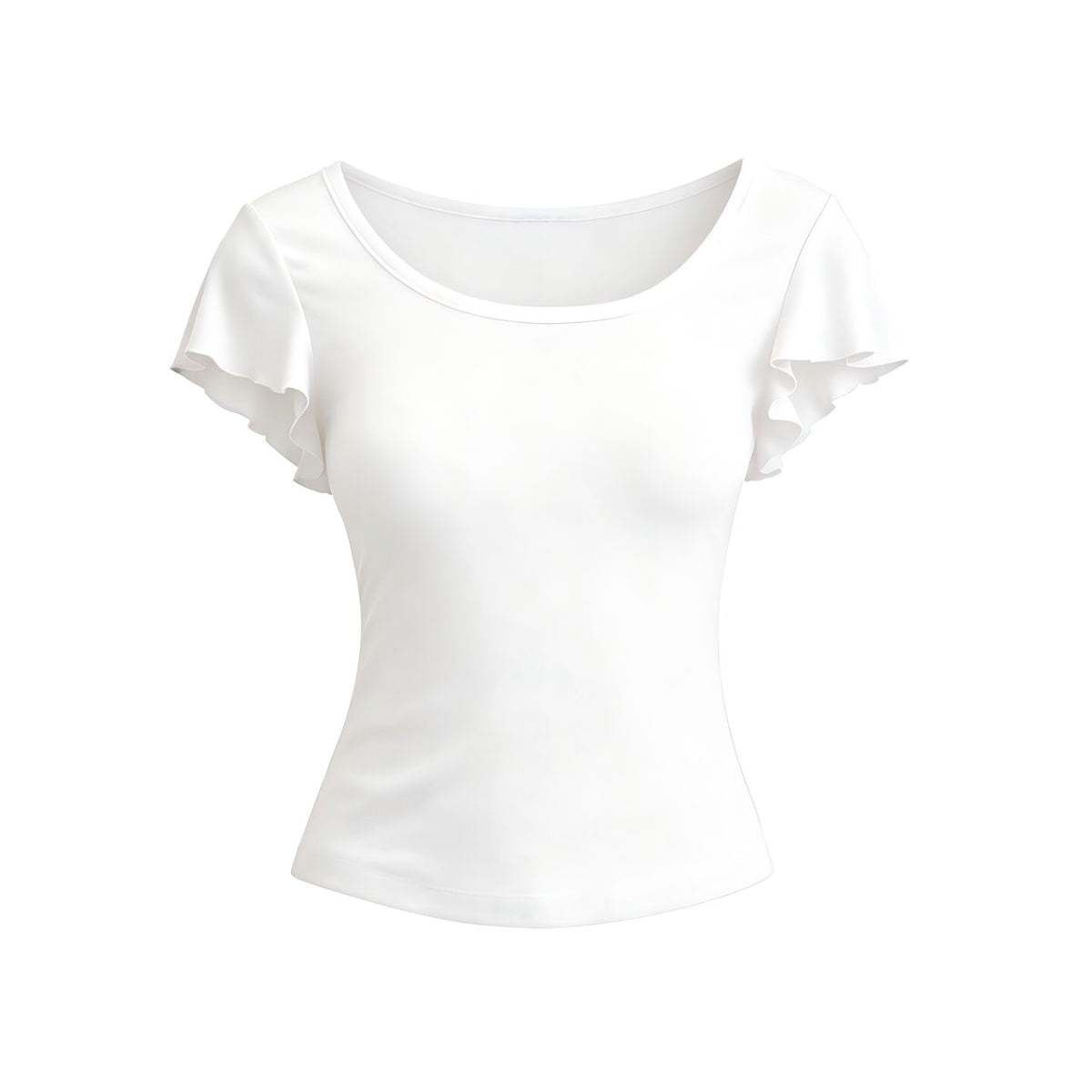 JCAESAR WOMEN Modal-Spandex Lace-Trim V-Neck Tee