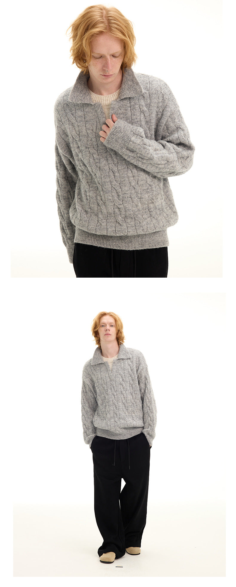 UNF Cashmere Comfortable Soft Waxy Fake Two-piece Knitted Sweater