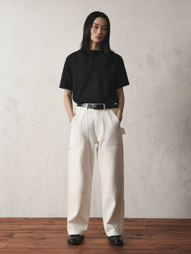 SUPERTOFU Old Button Henry Collar Tee