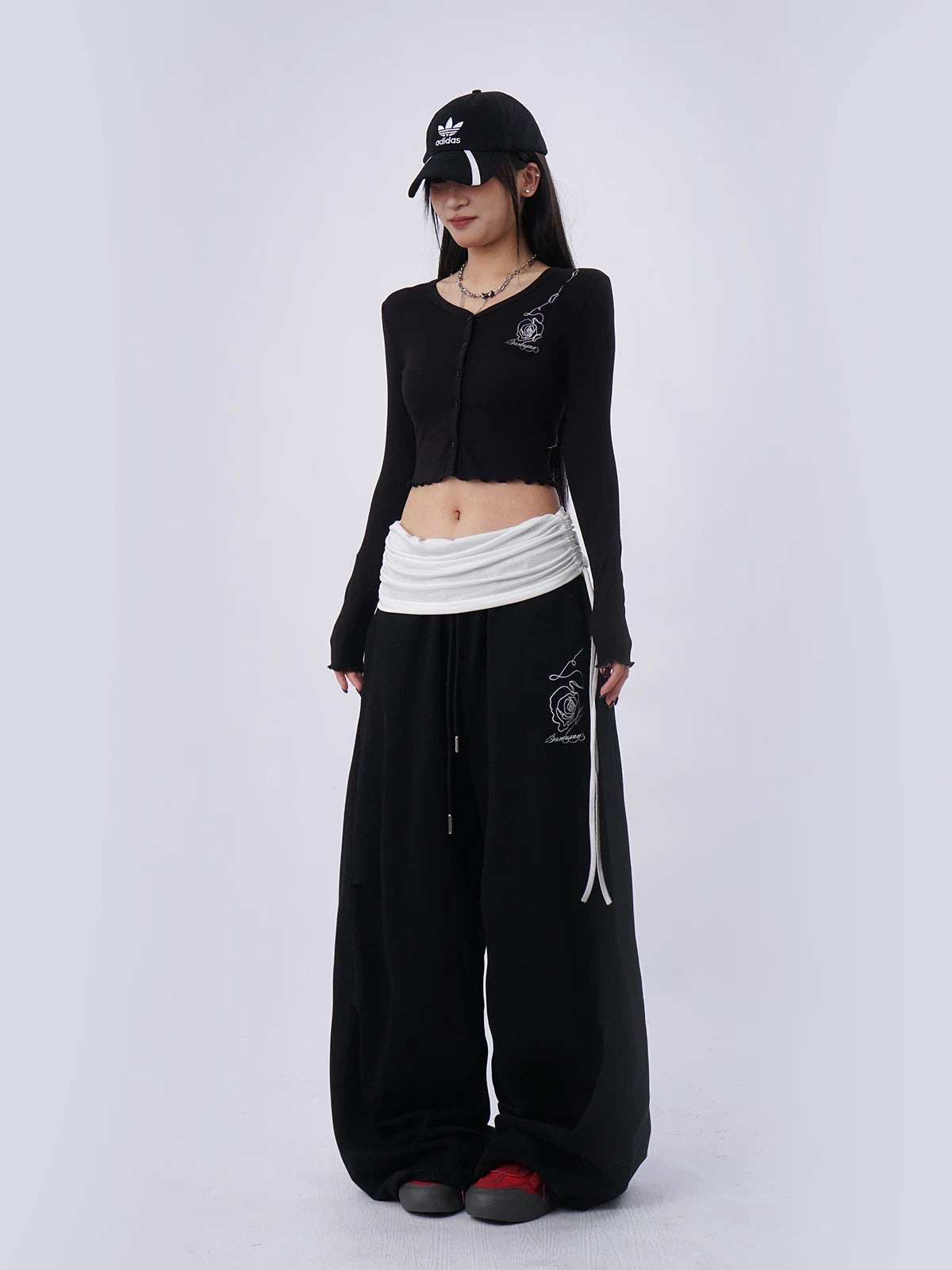 SAMUSAN V-neck Single-breasted Short Long Sleeve