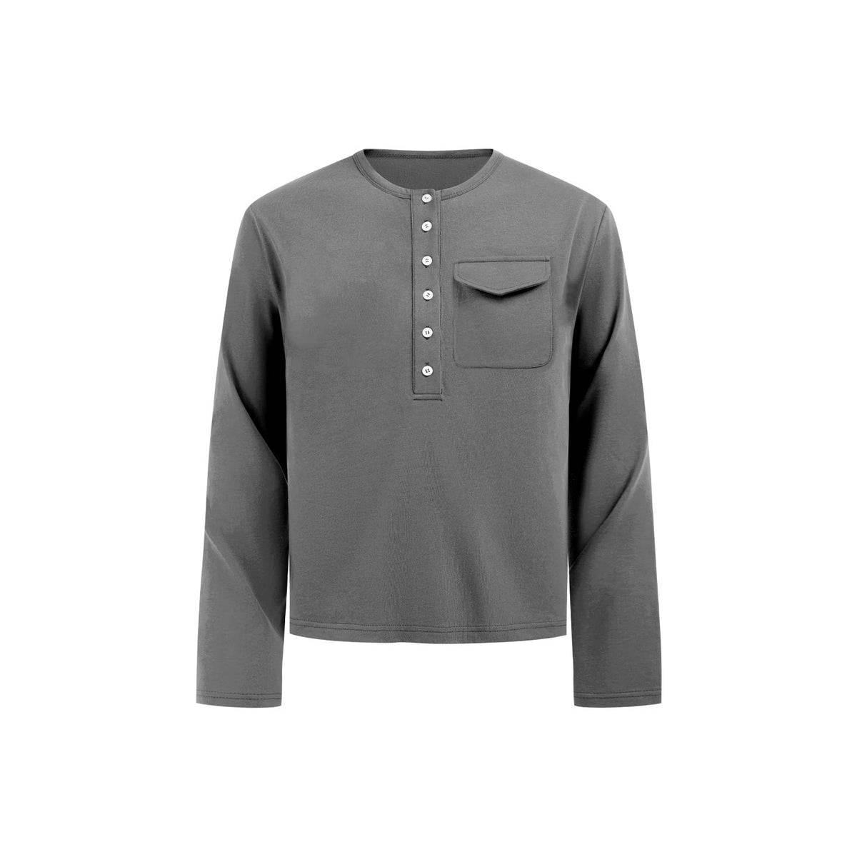 MANUSCRIPT Pocket 240g Cotton Structured Shoulder Long-Sleeve Tee