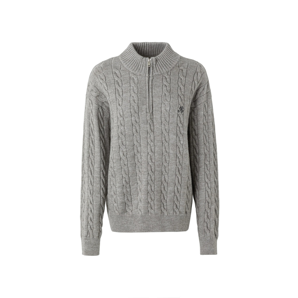 MoodBerry Half-Zip Cable Knit Sweater