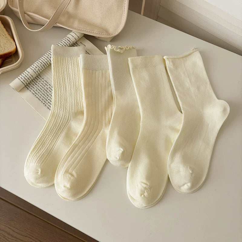 Halo Honey Moisture-Wicking Polka Dot Rolled Edge Mid-Calf Socks
