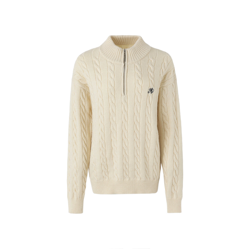 MoodBerry Half-Zip Cable Knit Sweater