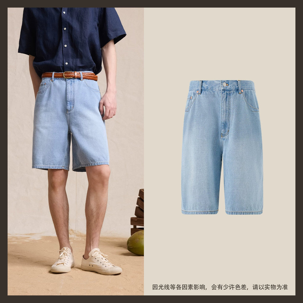 CULTUM 100% Cotton Loose Fit Denim Shorts