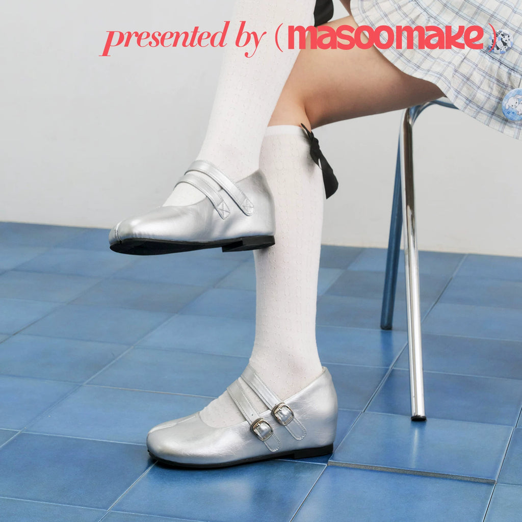 MASOOMAKE Leather Lace-Up Wedge Mary Jane