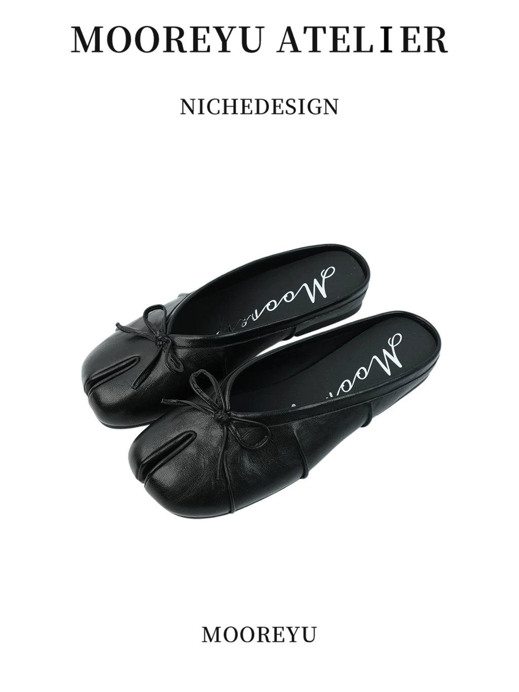 Mooreyu Silver Split-Toe Bow Ballet Flat