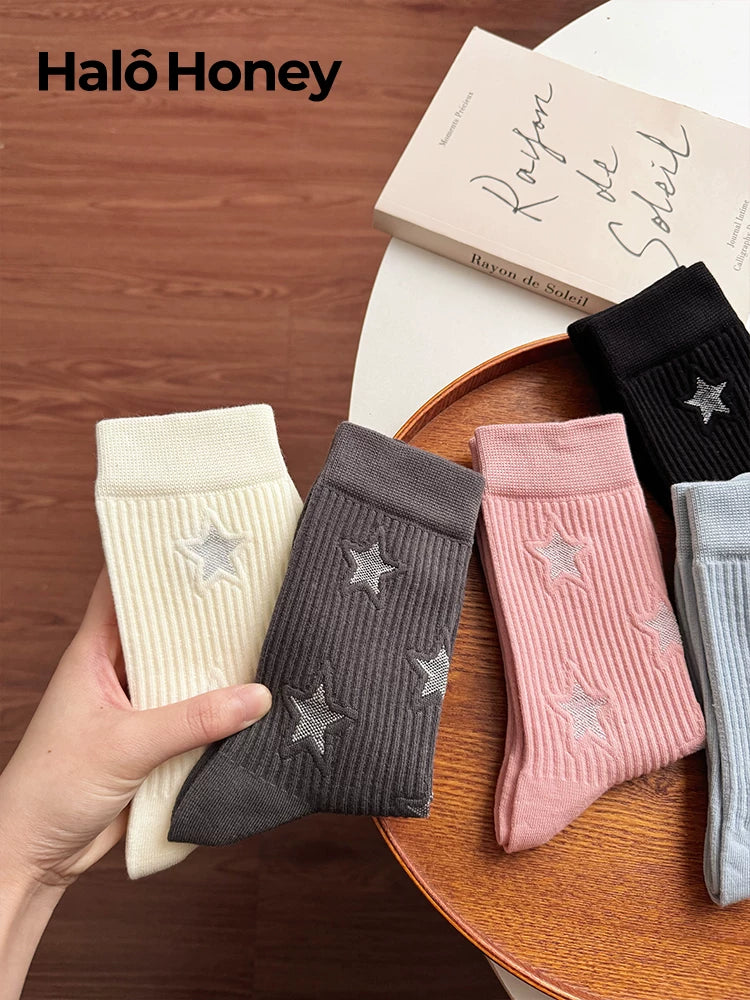 Halo Honey Vertical Stripe Moisture-Wicking Mid-Calf Socks
