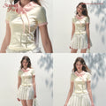 SunsetPark Doll Collar Stitching Knitted Tee