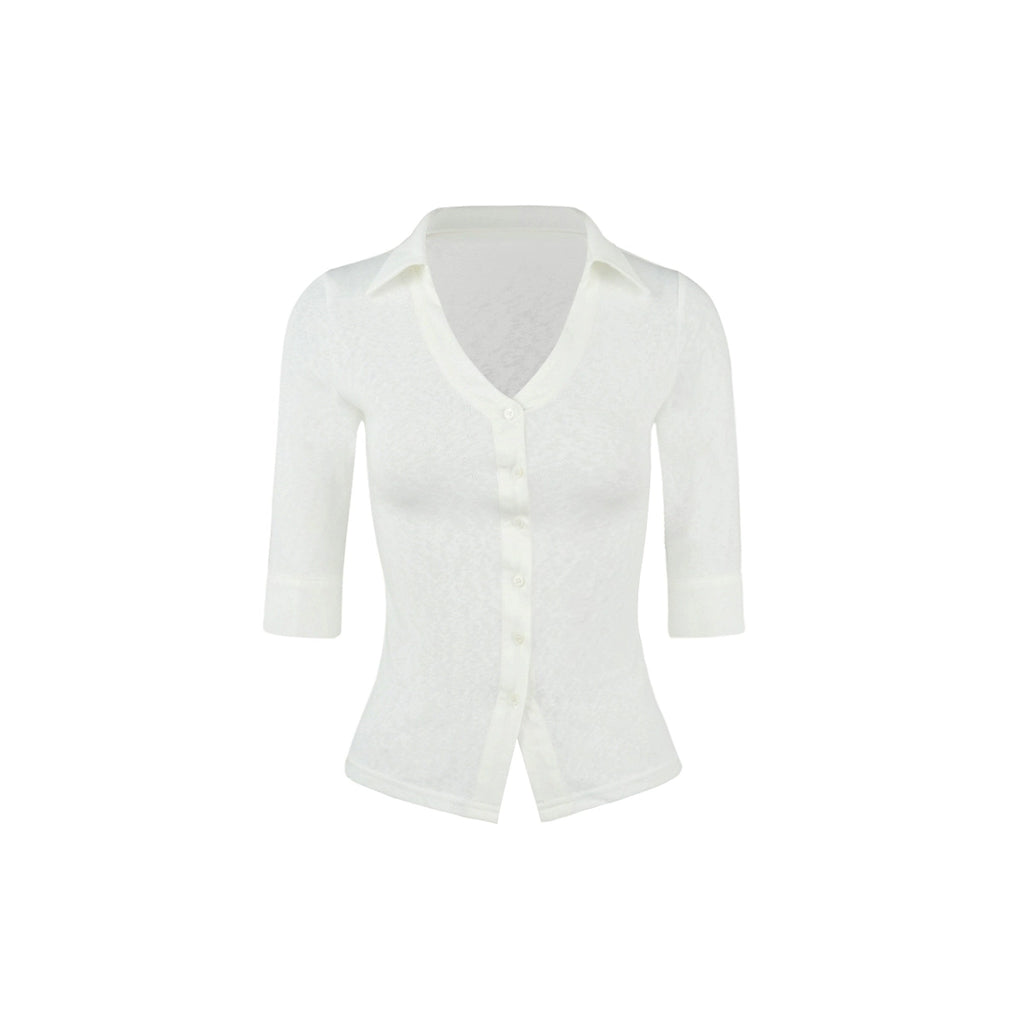 Jim Kennet Micro Transparent V-Neck Slim-Fit Shirt
