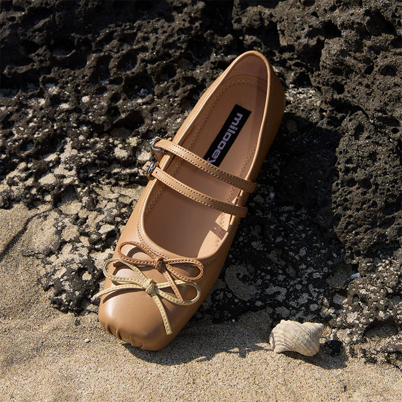 MILOOEY Leather Bow Mary Jane Ballet Flat