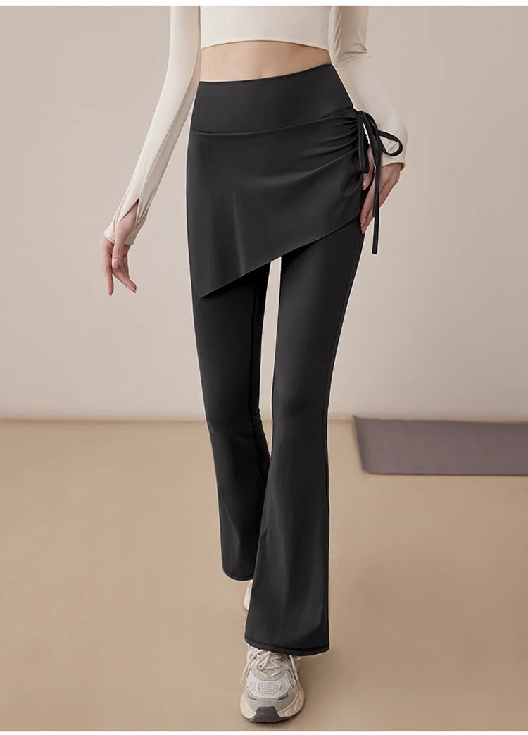 TIANQINGSE Fake Two-piece Side Drawstring Skirt Curtain Hip Cover Micro-pull Pants