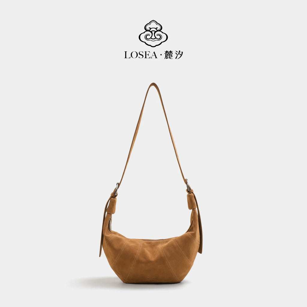 LOSEA Matte Leather Croissant Dumpling Shoulder Crossbody Bag
