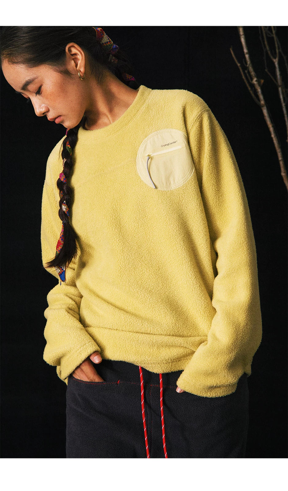 CryingCenter Small Disc Fleece Loose Pullover Sweater