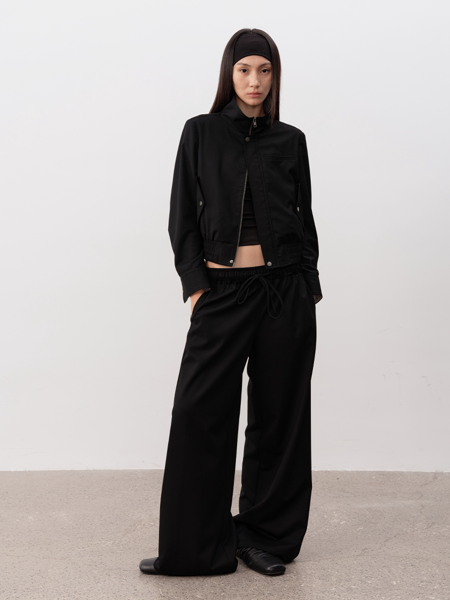 JCAESAR WOMEN Black Plaid Panel Studded Cropped Jacket