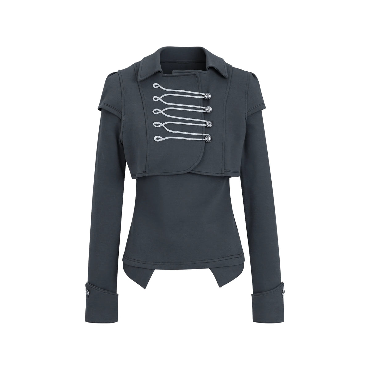 JIKOO Earl Grey Napoleon -Piece Cropped Vest & Long-Sleeve Tee
