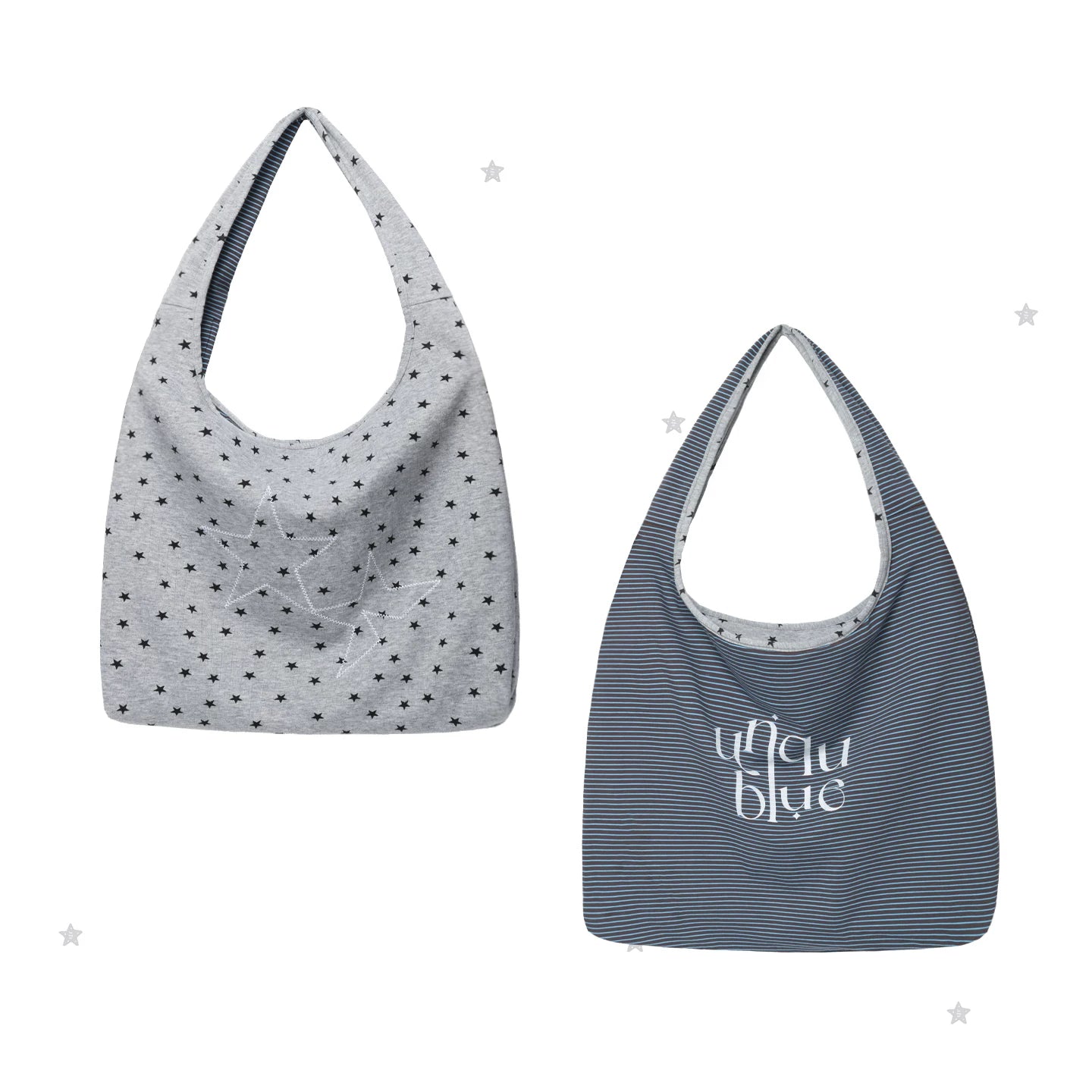 Unique blue Canvas Crossbody Bag with Star and Moon Print