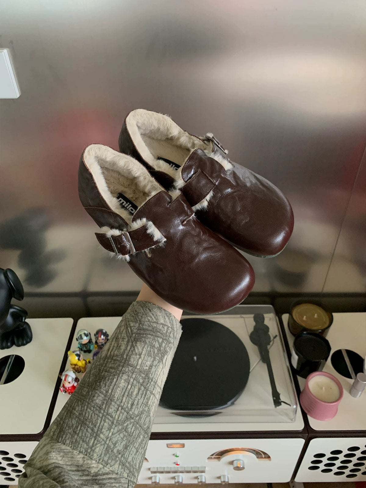 MILOOEY Fur-Lined Sheepskin Slip-On Loafers