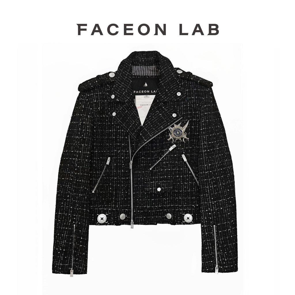 FACEON LAB Cropped Wool-Blend Rider Jacket