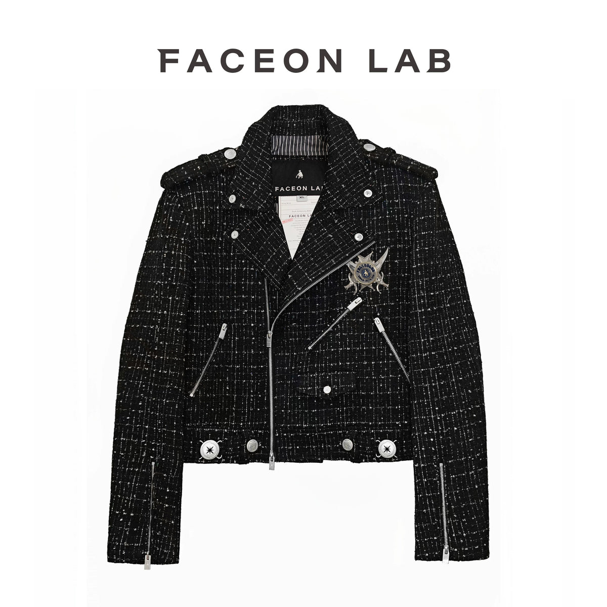 FACEON LAB Cropped Wool-Blend Rider Jacket