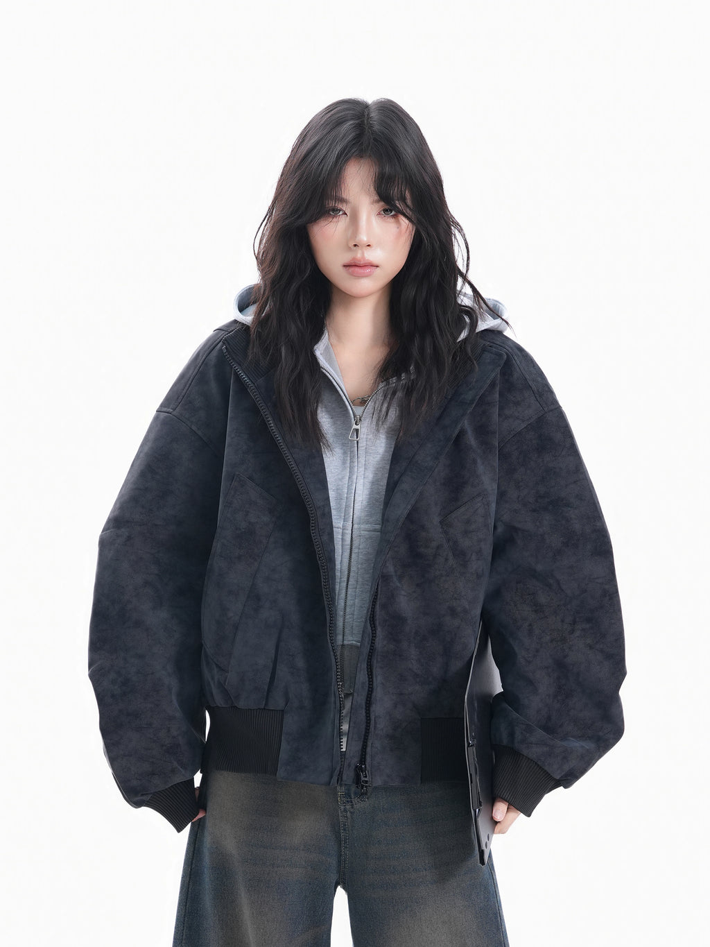 Zuocisankon Loose Leather Jacket