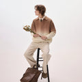 CHOR V Neck Lazy Style Casual Knitted Sweater