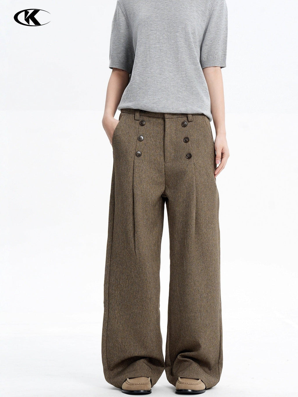 11KN Retro Pleated Loose and Thin Trousers