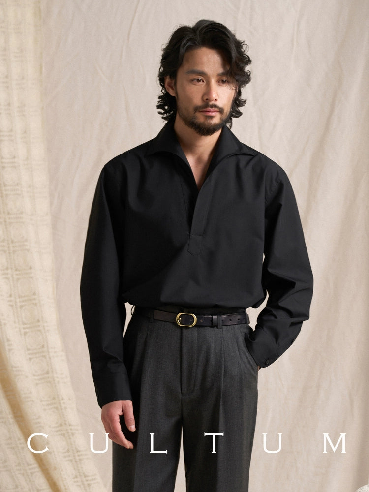 CULTUM Half Open One Piece Collar Ice Modal Shirt