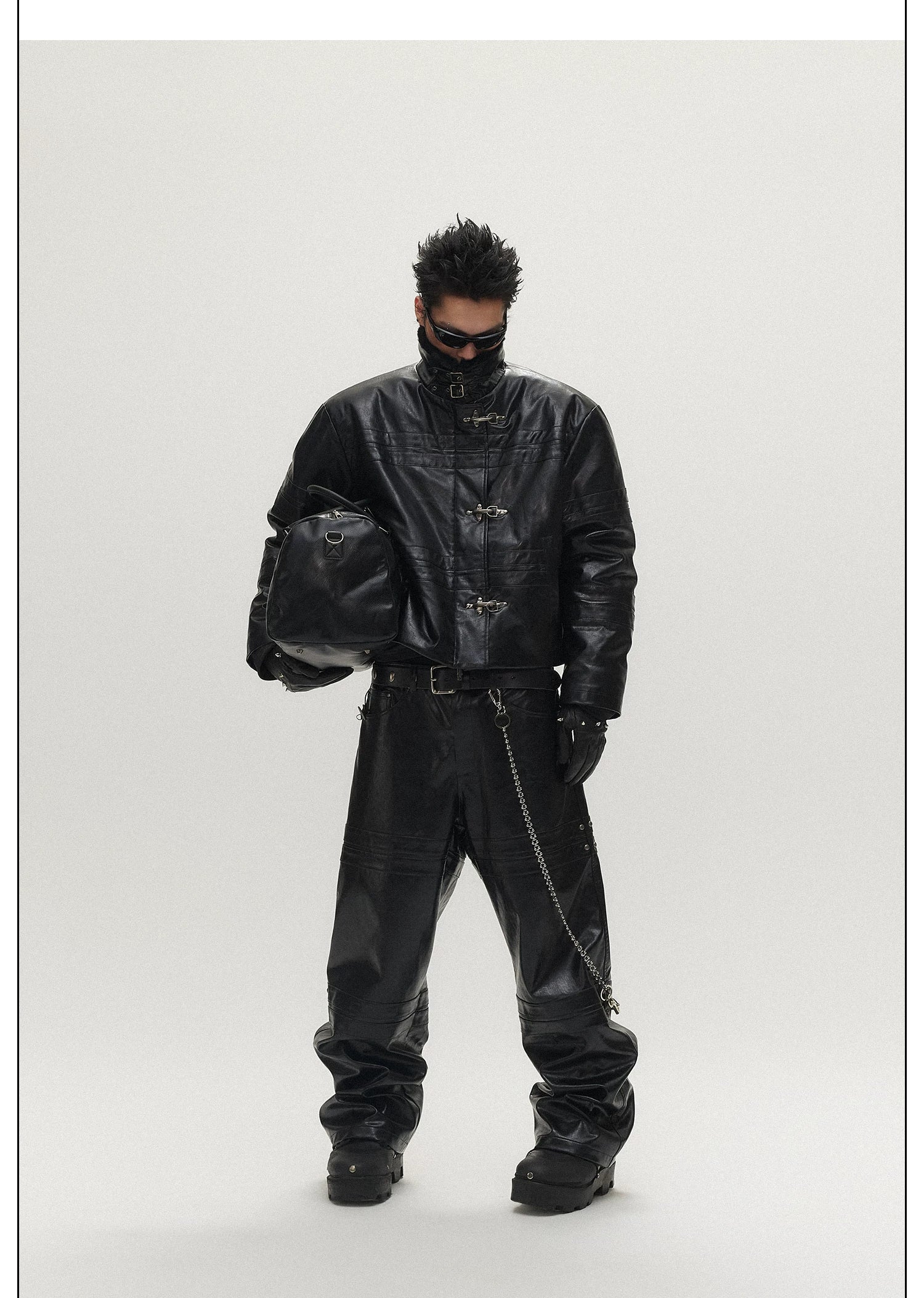 SGWCULT Stitched Silhouette Niche Leather Jacket