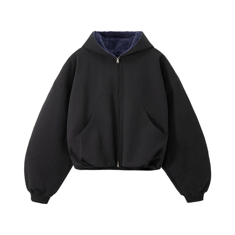 Inflation Short Contrasting Plush Zip Jacket