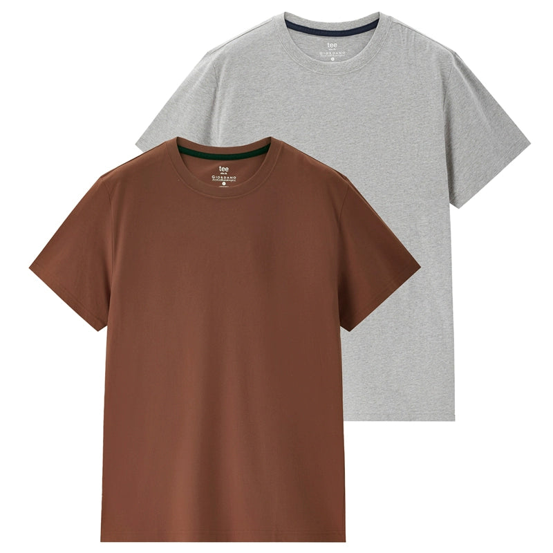 Giordano -Pack Solid Cotton Crew Neck Tee