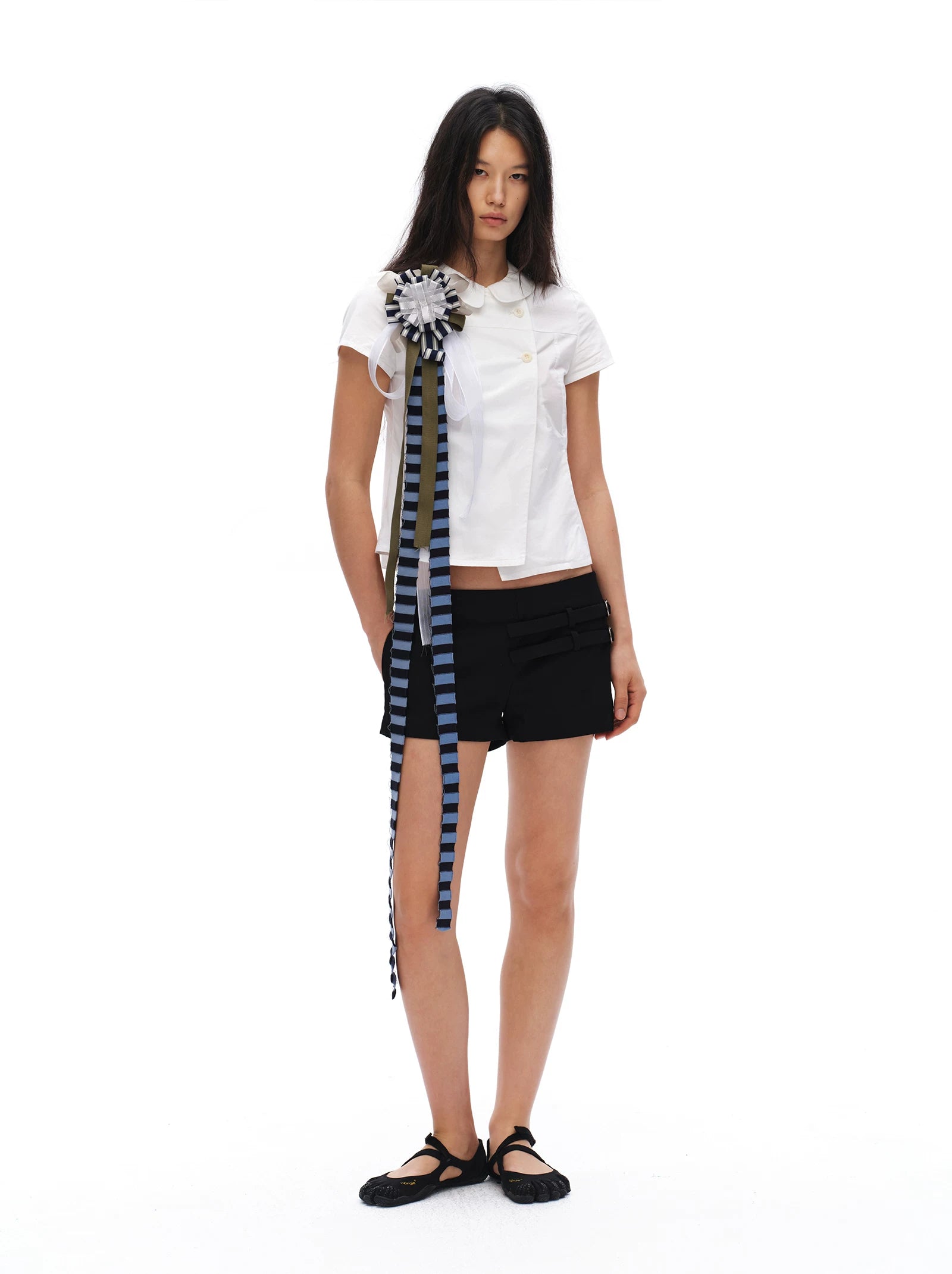 Oinimi Double-breasted Doll Collar Shoulder Shirt