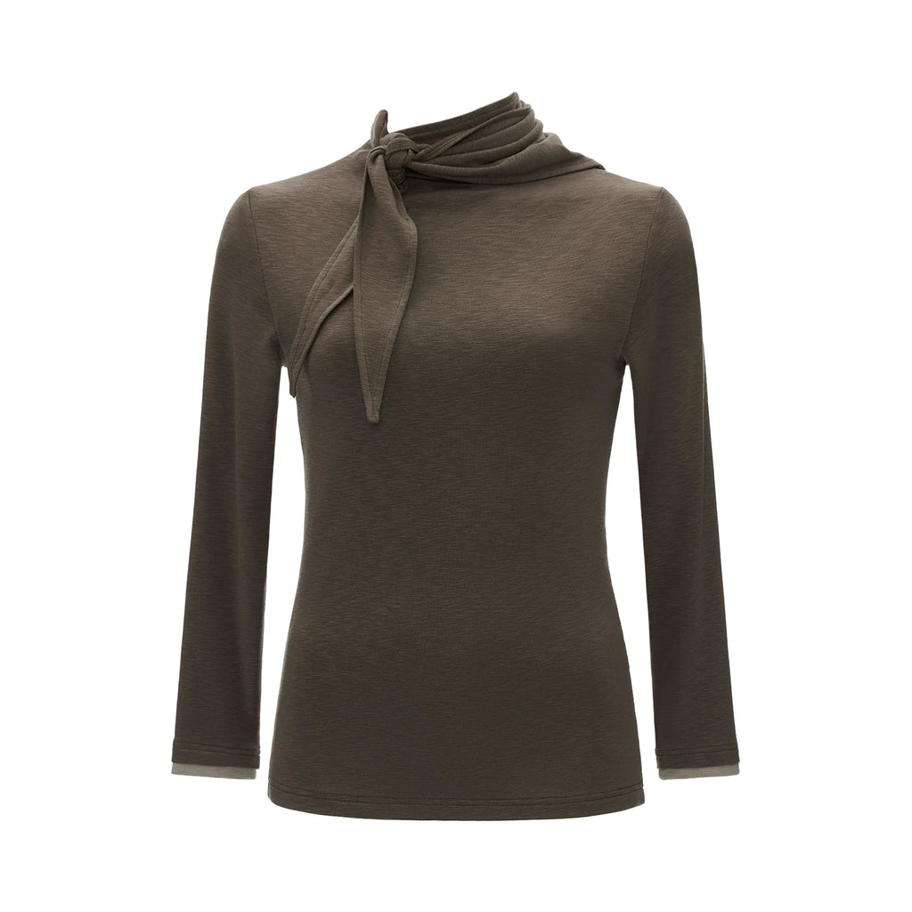 MAMC Soft Drape Tie-Front Long-Sleeve Top