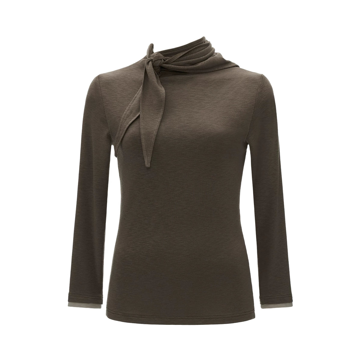 MAMC Soft Drape Tie-Front Long-Sleeve Top