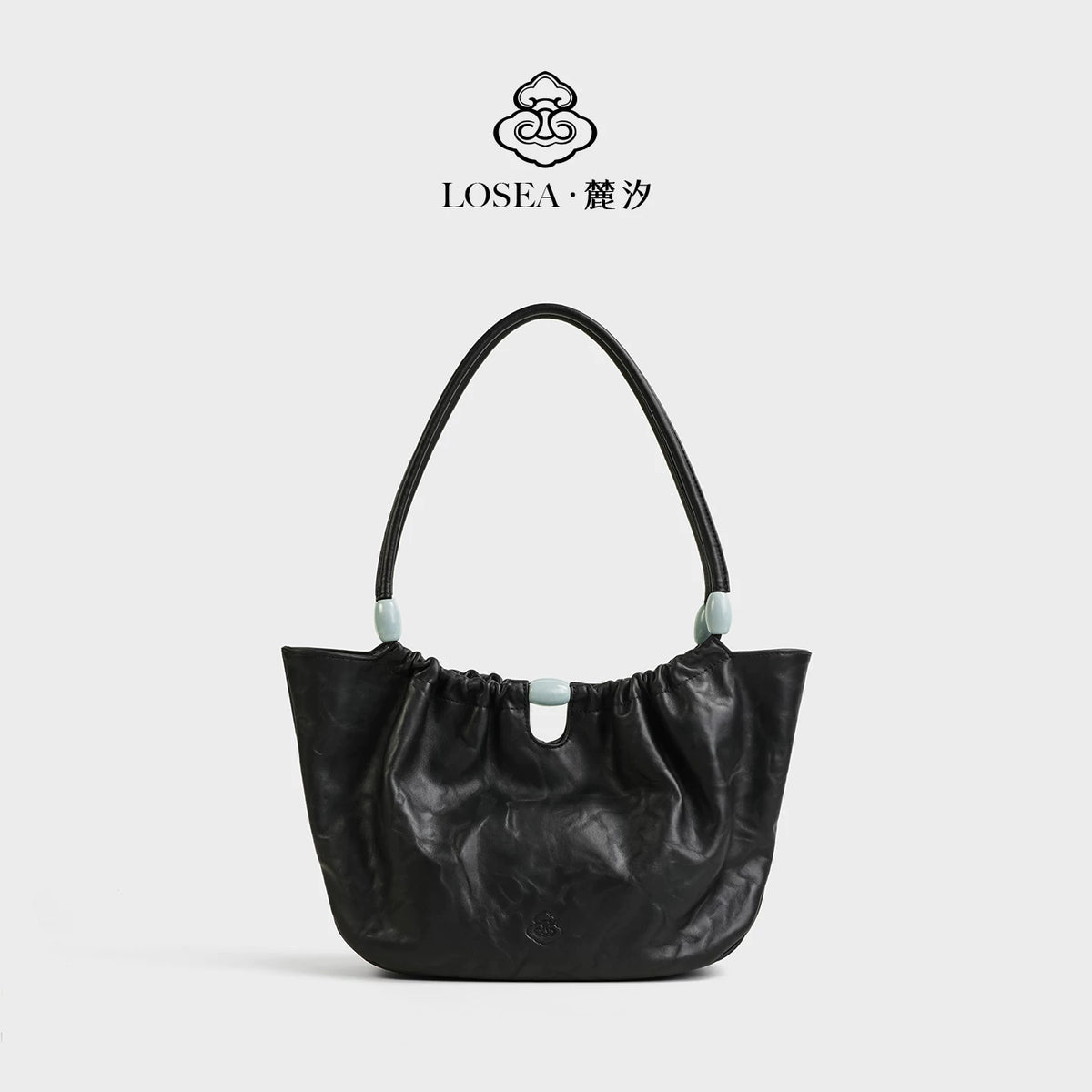 LOSEA Jade Green Top-Grain Leather Magnetic Snap Basket Bag