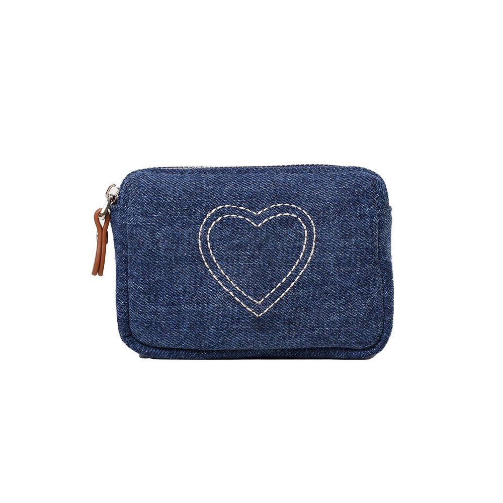 Momogigi Blue Washed Denim Zip Coin Purse