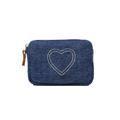 Momogigi Vintage Denim Love Embroidered Coin Bag