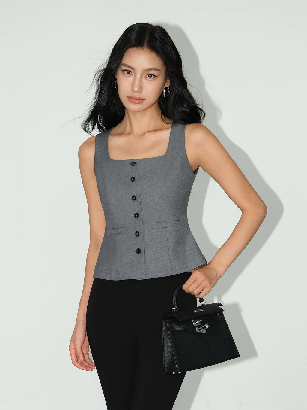 NEVA HU Square Collar Suit Vest