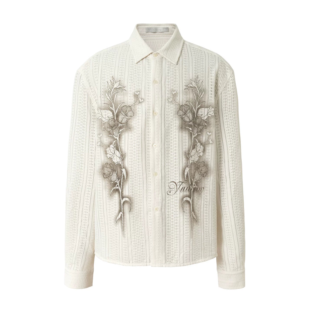YADcrew Botanical Lace Loose Long-Sleeve Shirt