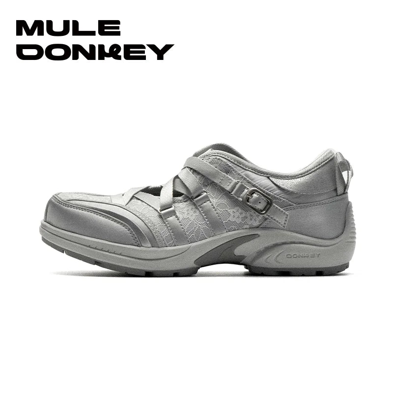 Mule Donkey Leather Strap Mary Jane Flat