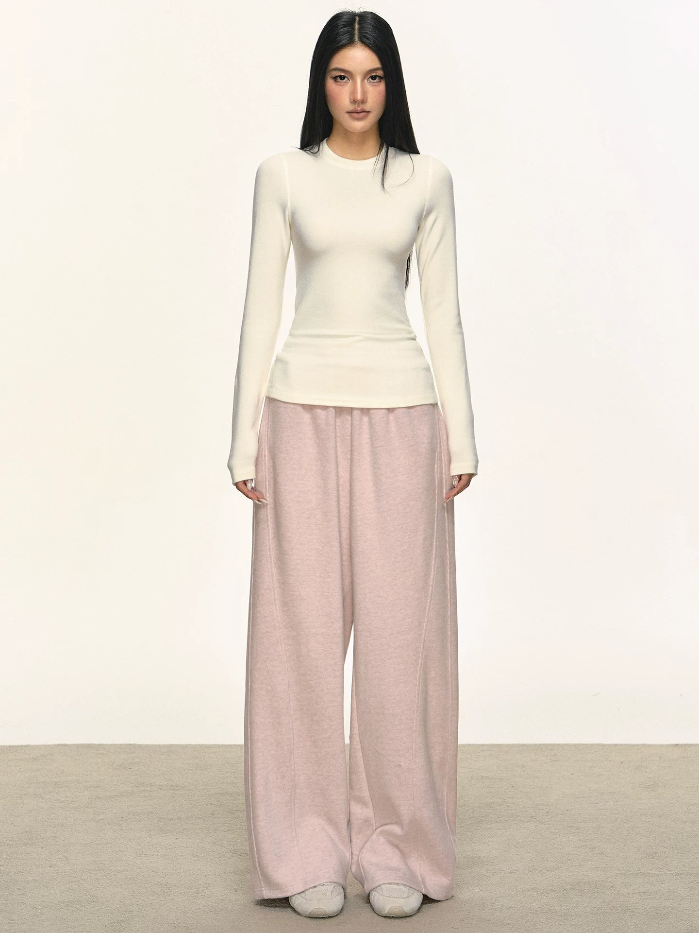 Anna Aneae Round Neck Inner with Fleece Slim and Thin Long Sleeves
