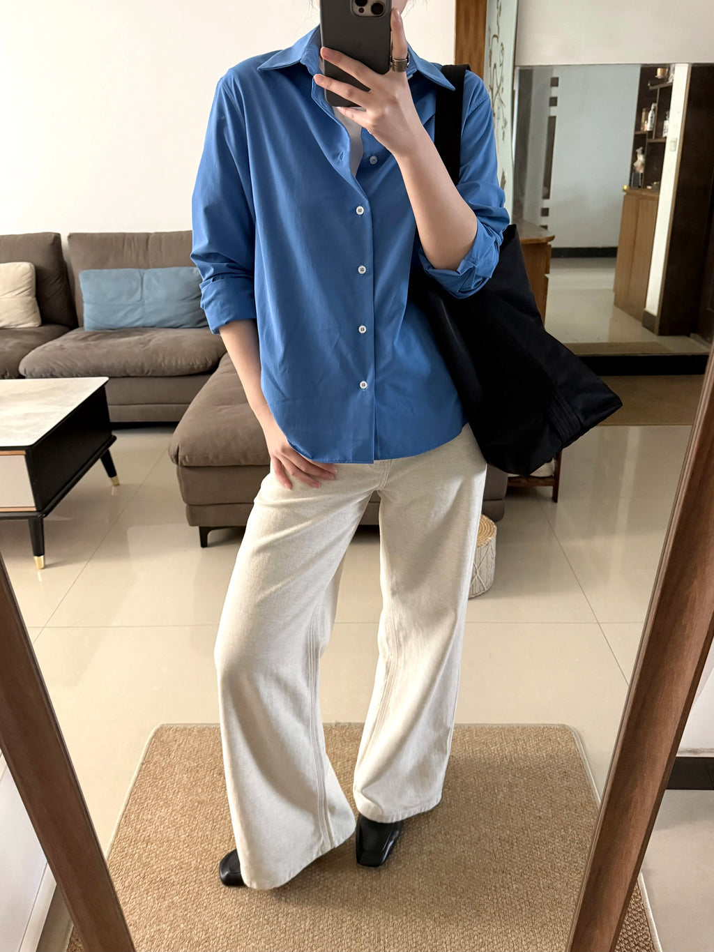 TERRAINCOGNITA Powder Blue Lyocell Relaxed Cropped Long-Sleeve Shirt